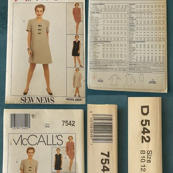 McCall’s 7542 Misses Dress Jacket Vest Skirt Sewing Pattern Sz 8 10 12 Uncut - Picture 1 of 5